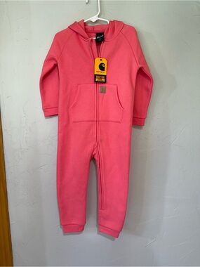 Carhartt Kids Coral Pink Zip-Up One-Piece Hoodie